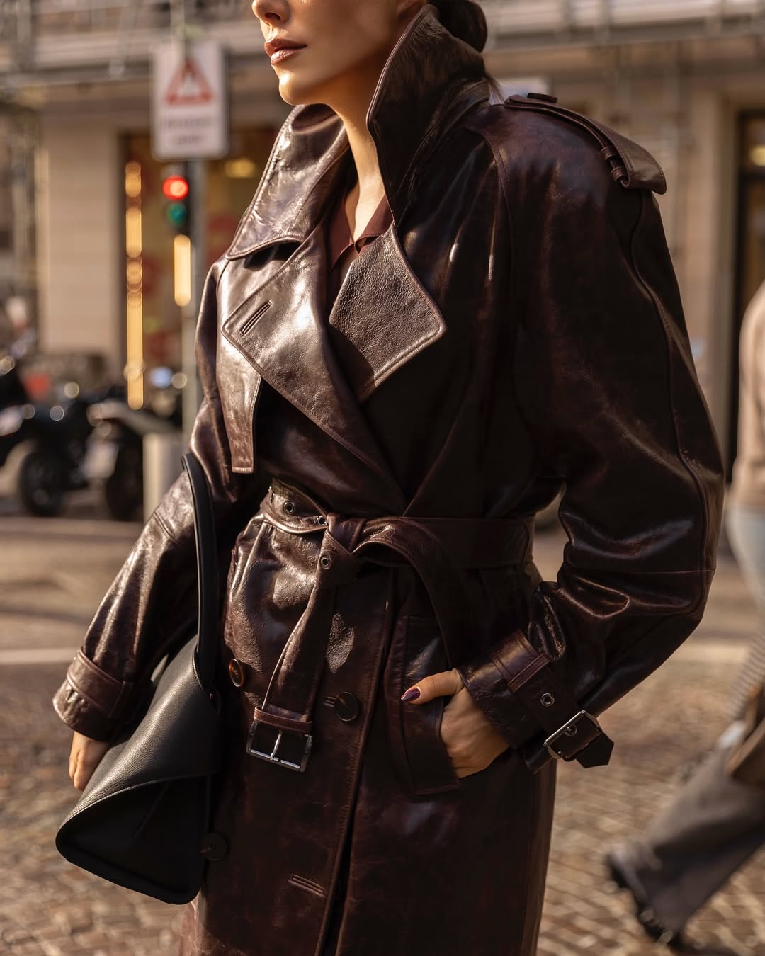 Trench Hazel din piele naturala premium