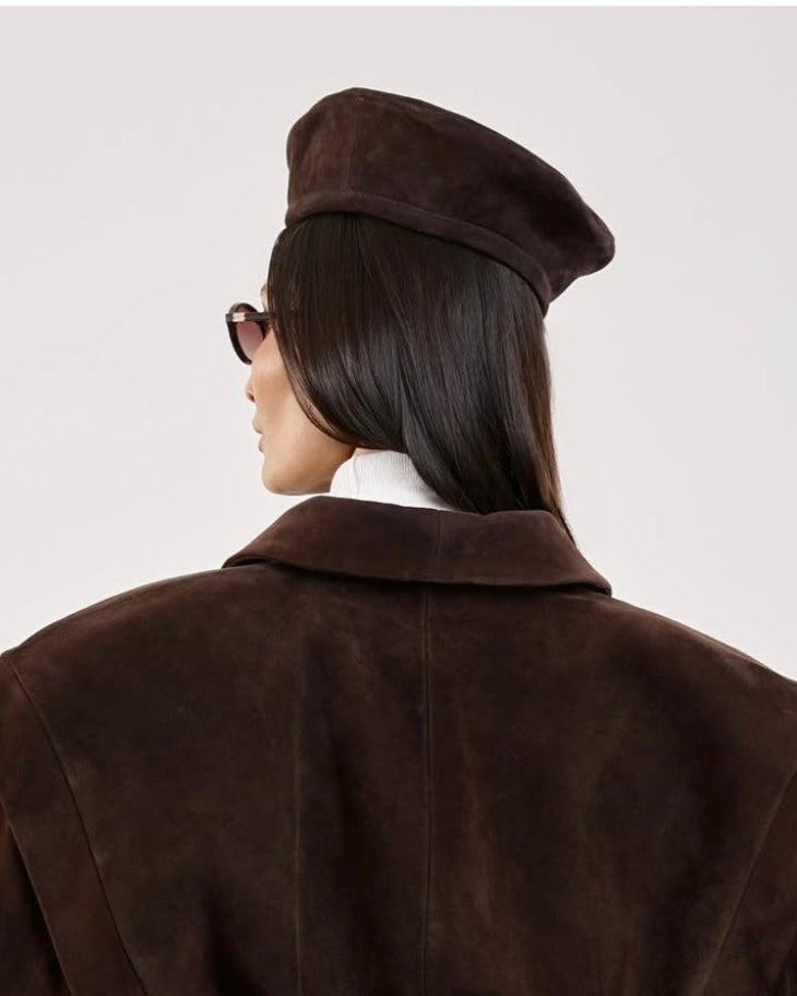 Giny suede leather beret