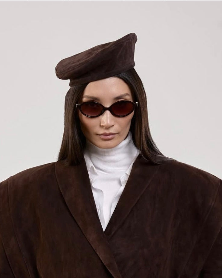 Giny suede leather beret