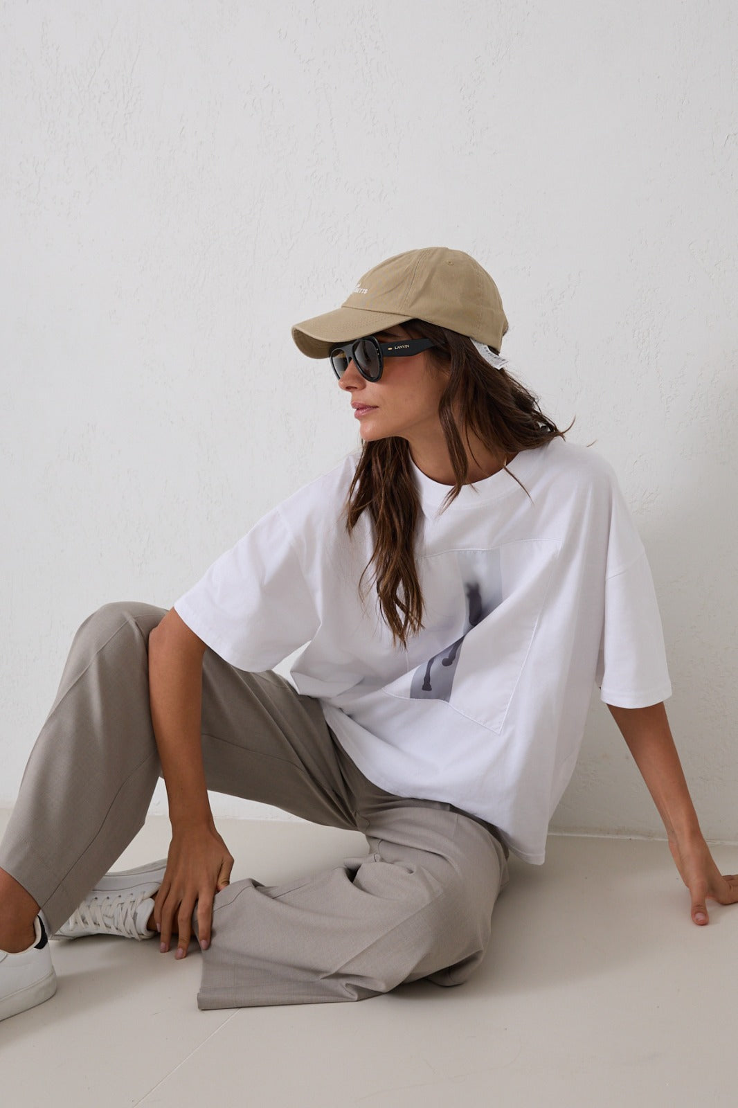 Tricou alb din bumbac cu imprimeu