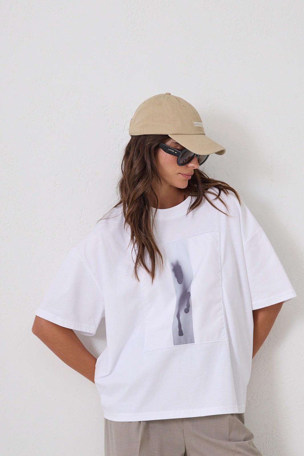 Tricou alb din bumbac cu imprimeu