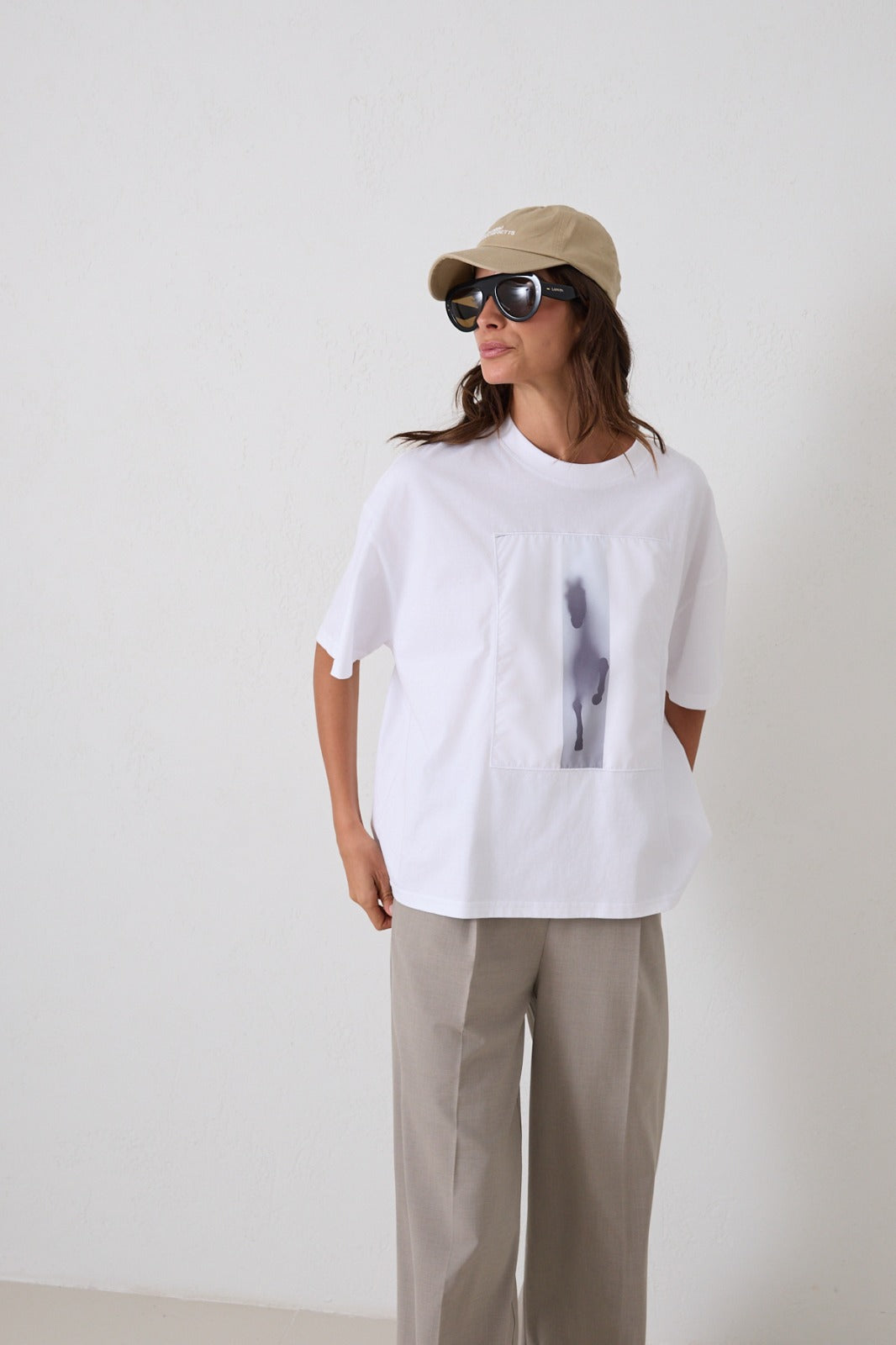 Tricou alb din bumbac cu imprimeu