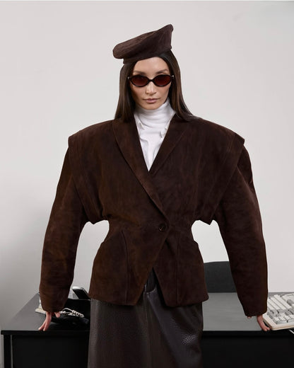 Giny suede leather beret