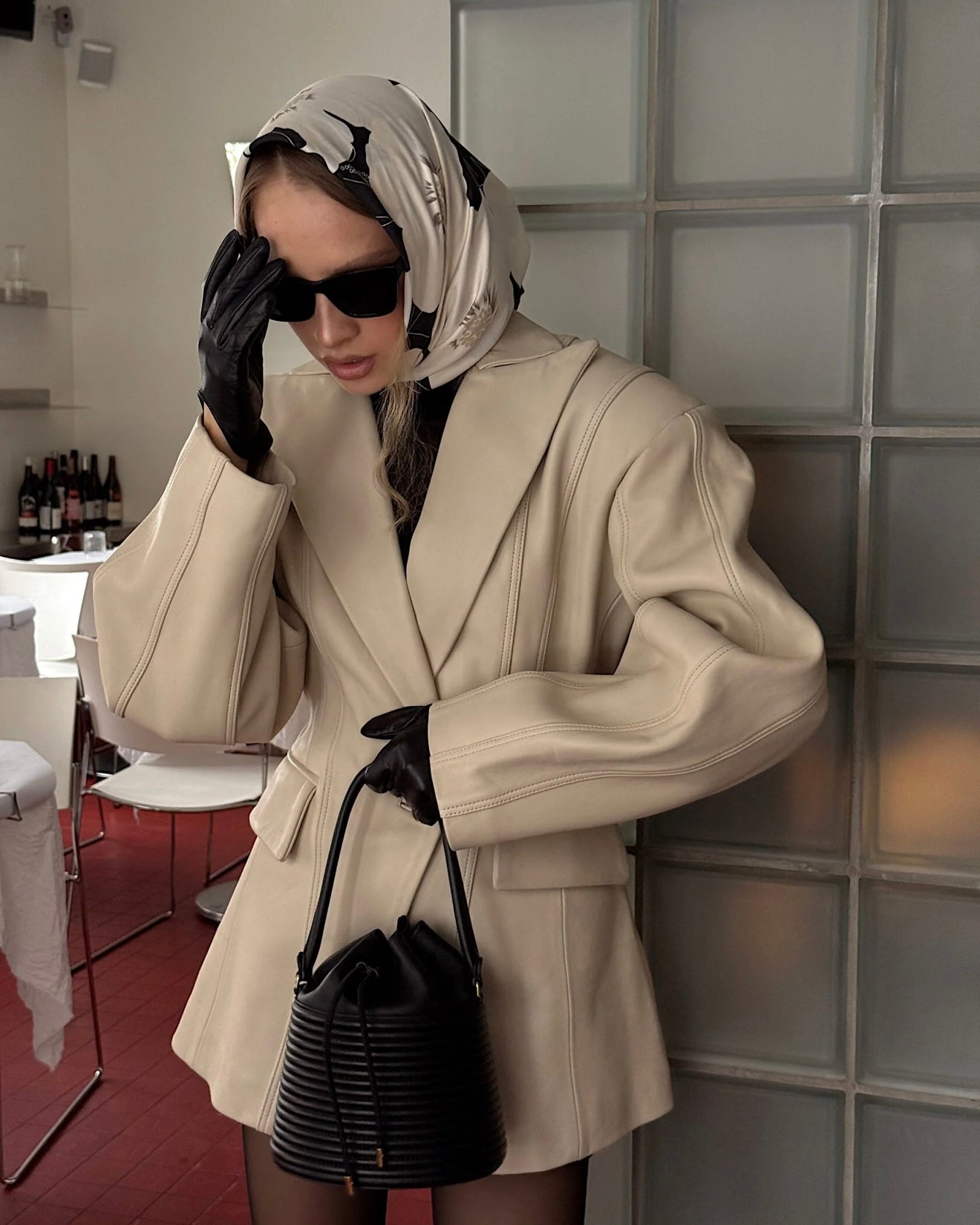 Sacou Monik cambrat din piele naturala premium