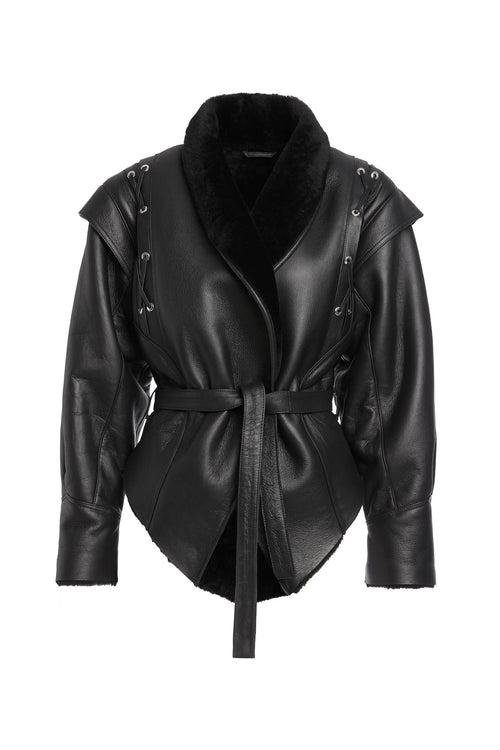 Cojoc Mona din piele naturala cu blana - INURI