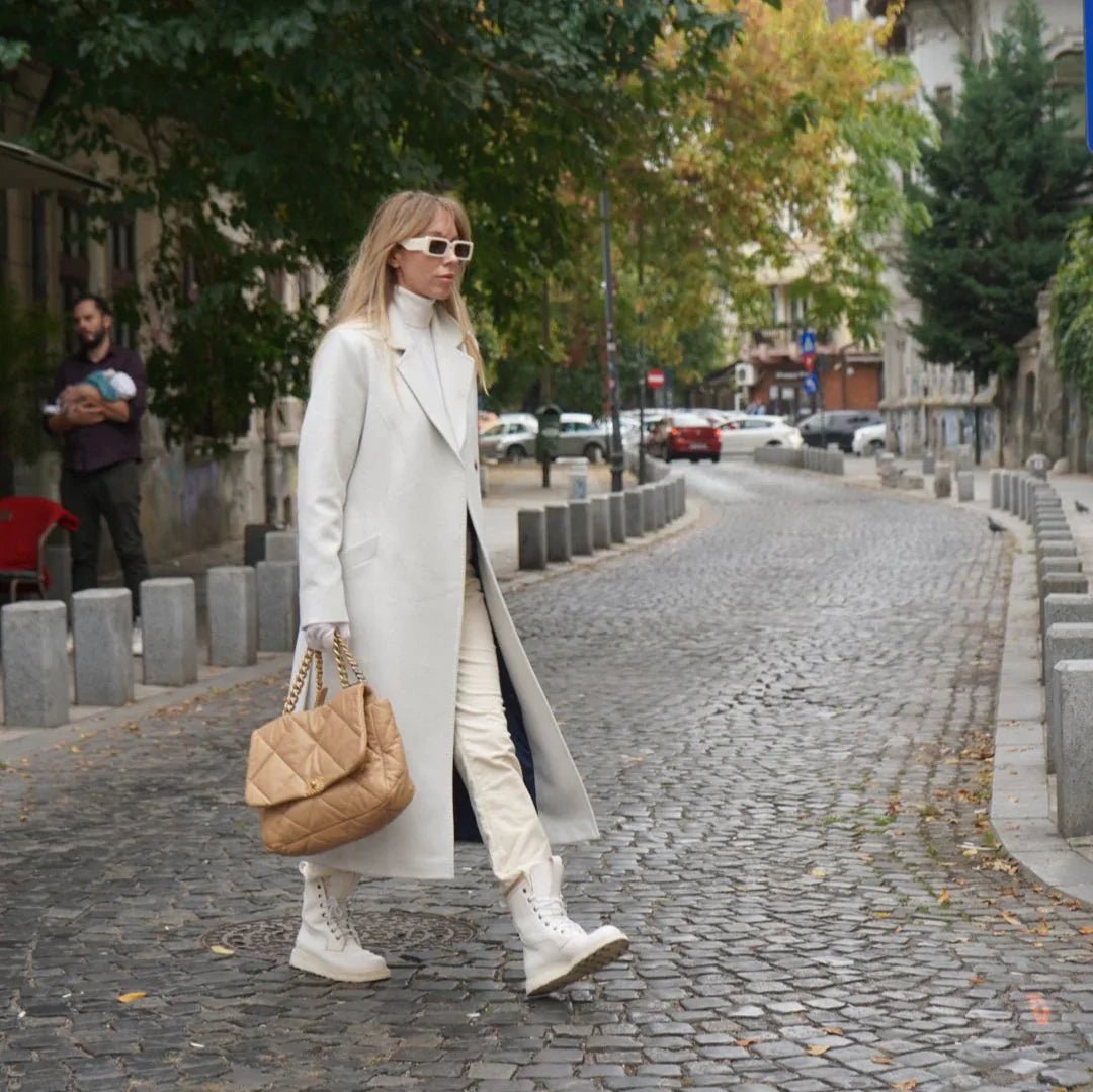 Palton Karin alb din casmir - INURI