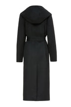 Palton Kira negru cu gluga din casmir - INURI