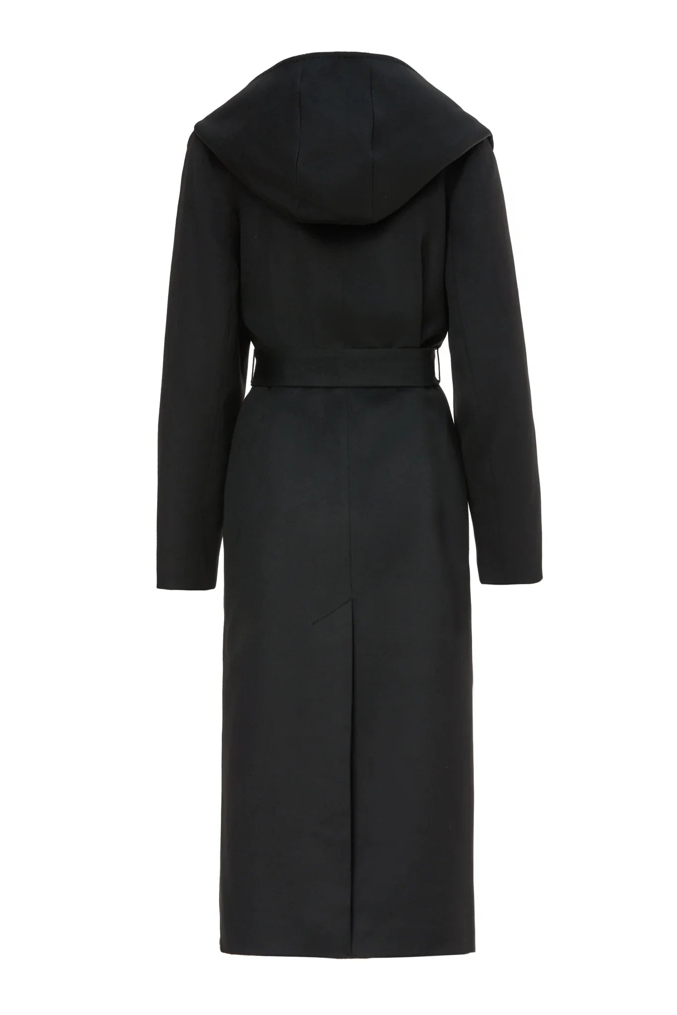 Palton Kira negru cu gluga din casmir - INURI