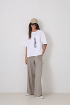 Tricou alb Horse din bumbac cu imprimeu - INURI